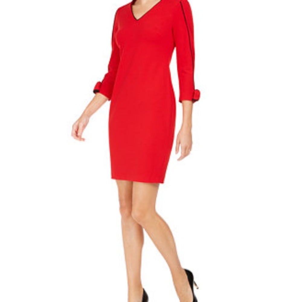 Calvin Klein Red Long Sleeve Dress